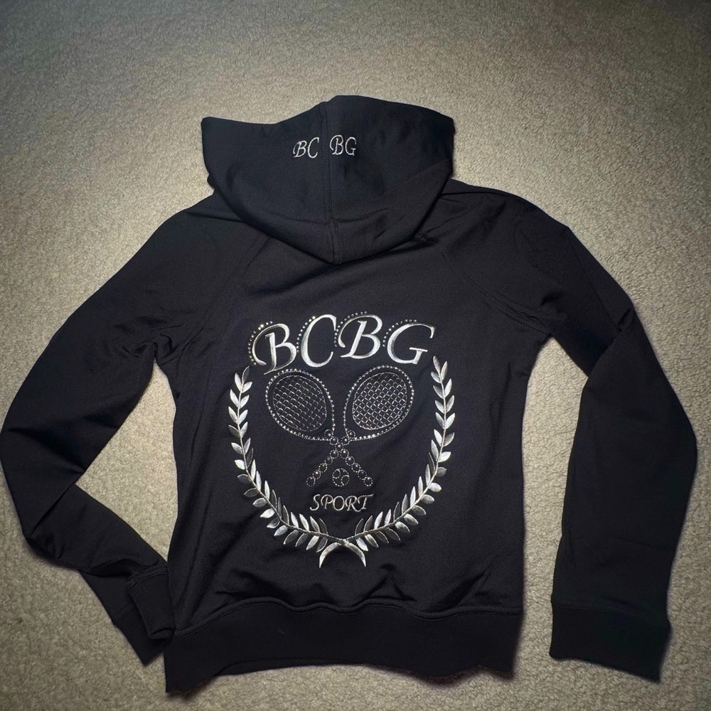 BCBG Sport Black y2k rhinestone Hoodie